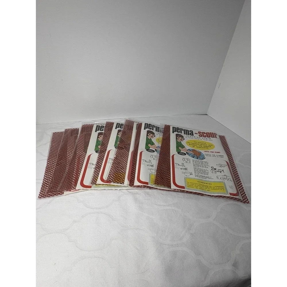 7 Perma Scour Scouring Cloths 100% Nylon Cleaning Teflon Non Scratching NOS 1976